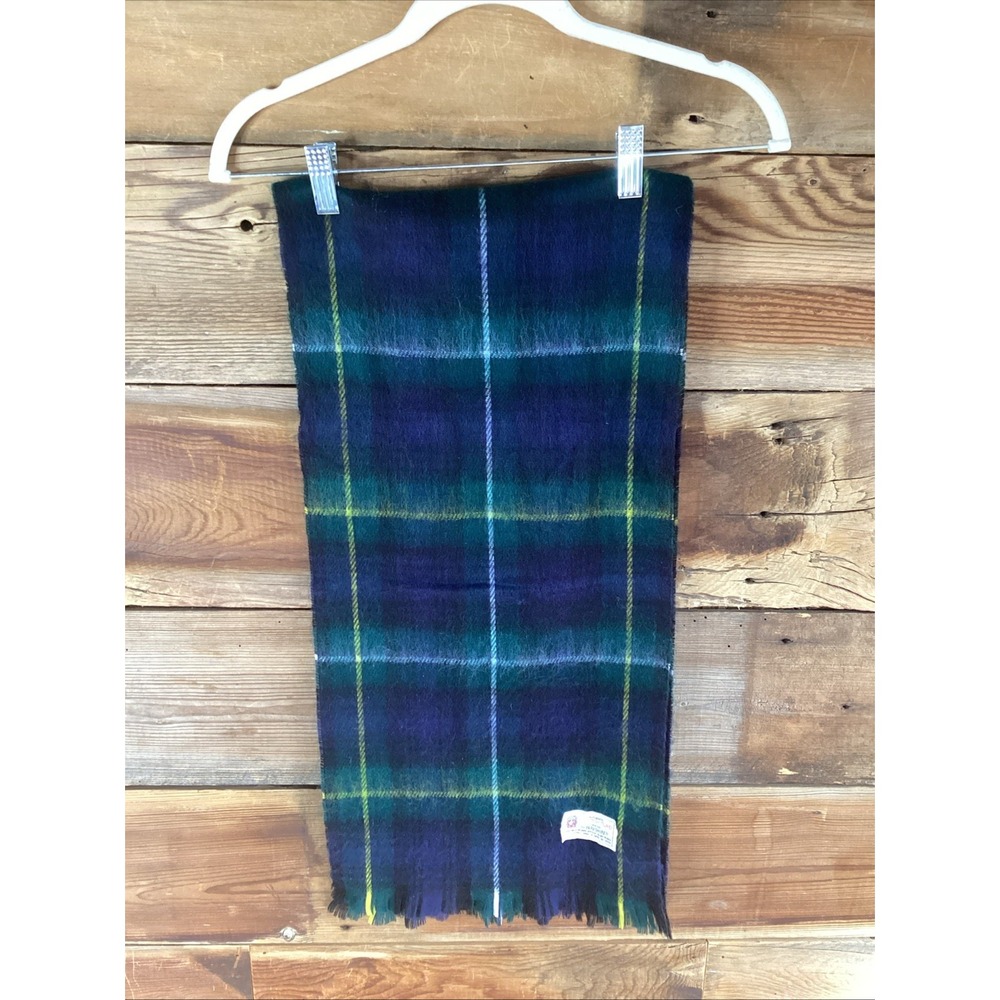 Authentic Scottish Navy Plaid Berkshire Scarf Unisex Acrylic Japan 50"x12.5"